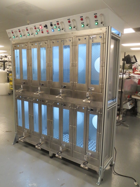 Stainless steel Hazardous Materials dispense unit with isolated bays